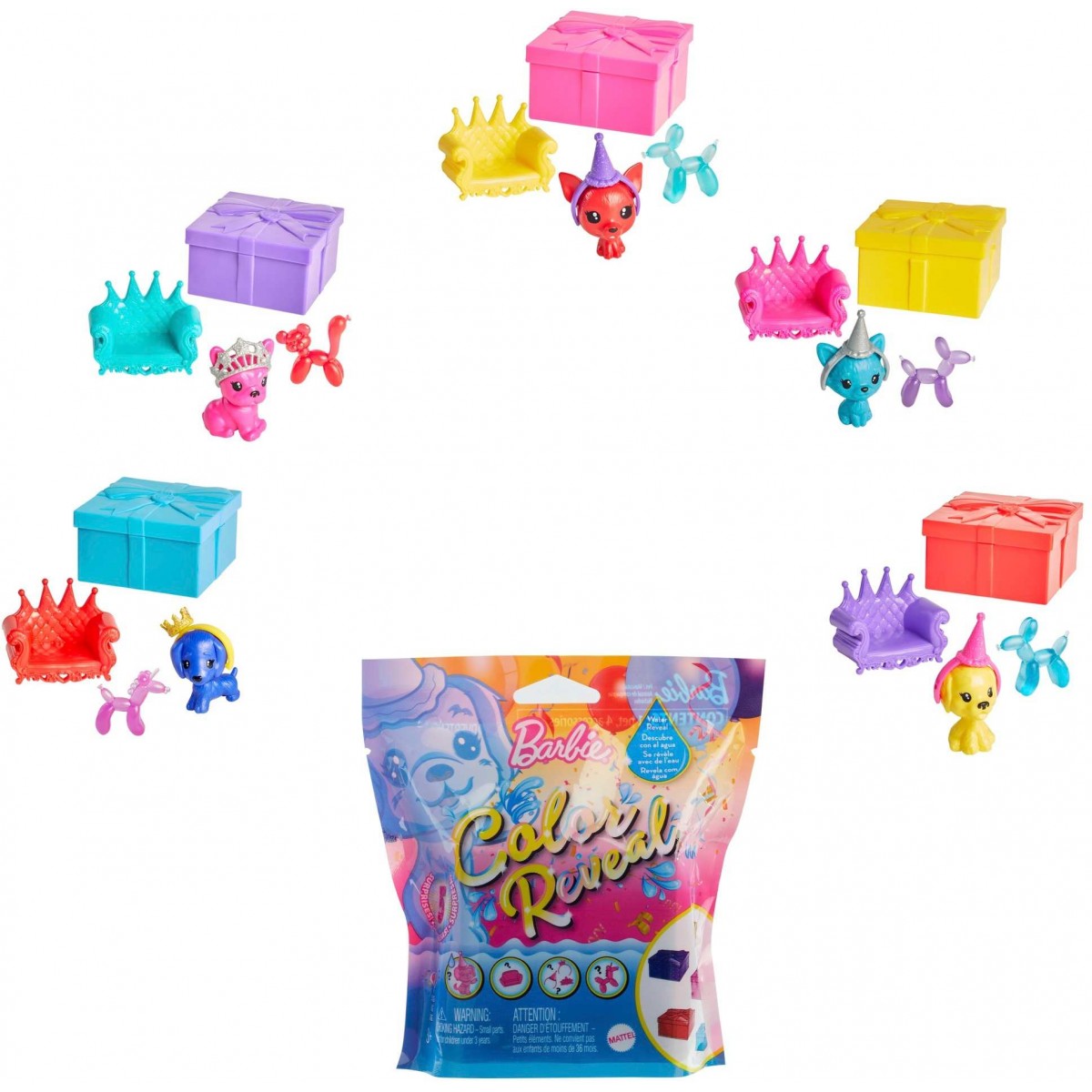 Mattel Barbie Color Reveal Tiere Party Serie Sortiment