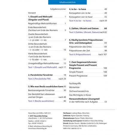 Hauschka Verlag - Wichtige Grammatikbereiche. Englisch 5. Klasse, A5-Heft Hauschka Verlag - Wichtige Grammatikbereiche. Englisch 5. Klasse, A5-Heft