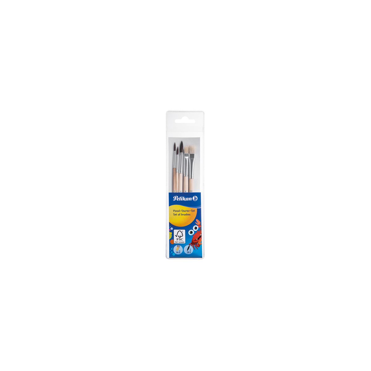 Pelikan Pinselset mit 3 Haarpinseln und 2 Borstenpinseln