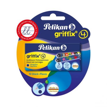 Pelikan Tintenpatronen Griffix® Blisterverpackung mit 2 x 5 bunt bedruckten Großraum-Patronen Königsblau Pelikan Tintenpatronen Griffix® Blisterverpackung mit 2 x 5 bunt bedruckten Großraum-Patronen Königsblau