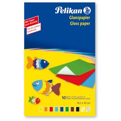 Pelikan Glanzpapier gummiert 18 x 30 cm, 10 Blatt in 10 Farben Pelikan Glanzpapier gummiert 18 x 30 cm, 10 Blatt in 10 Farben