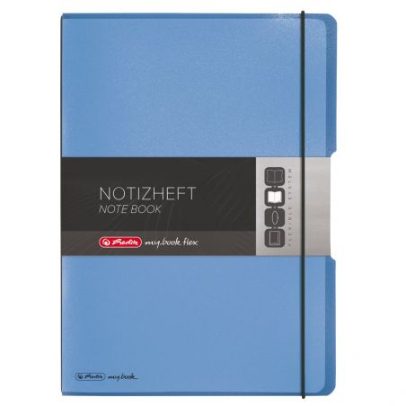 Herlitz Notizheft flex PP A4 my.book 40Blatt kariert und 40Blatt liniert, blau, gelocht, Mikroperforation 