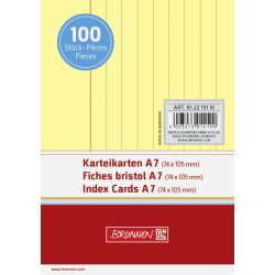 Karteikarten A7 liniert, 6 mm Zeilenabstand, rote Kopflinie, graue Querlinien gelb