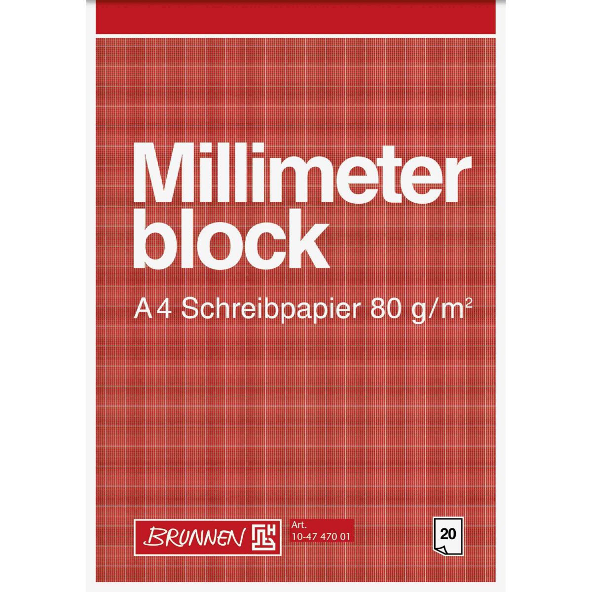 Millimeterblock A4 einseitiges mm-Schema in rotbraunem Netzdruck