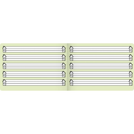Schreibheft A5 quer extragroße Liniensysteme 6:6:6 mm, 5 Liniensysteme, Kontrastlineatur, Lin. 0 grün