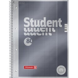 Collegeblock Premium Student A4 kariert, mit Rand, Lin. 26 DB: anthrazit-metallic
