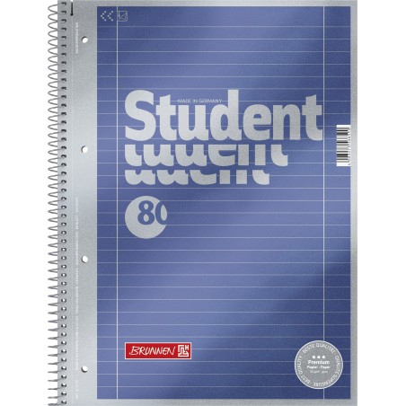 Collegeblock Premium Student A4 liniert, mit RL innen und außen, Lin. 27 DB: blau-metallic
