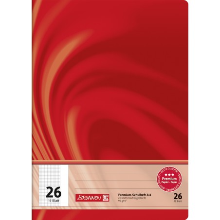 Schulheft Vivendi A4 5 mm kariert, mit Rand, Lin. 26 rot