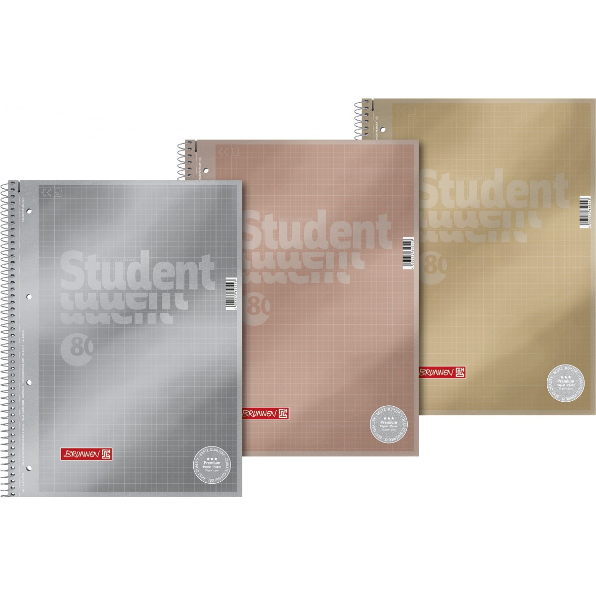Collegeblock Premium Student Metallic A4 kariert, mit RL innen und außen, Lin. 28