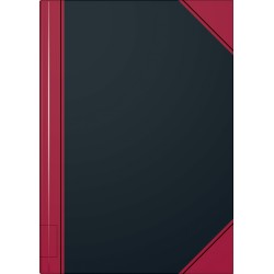 Notizbuch A5 unliniert schwarz mit roten Ecken