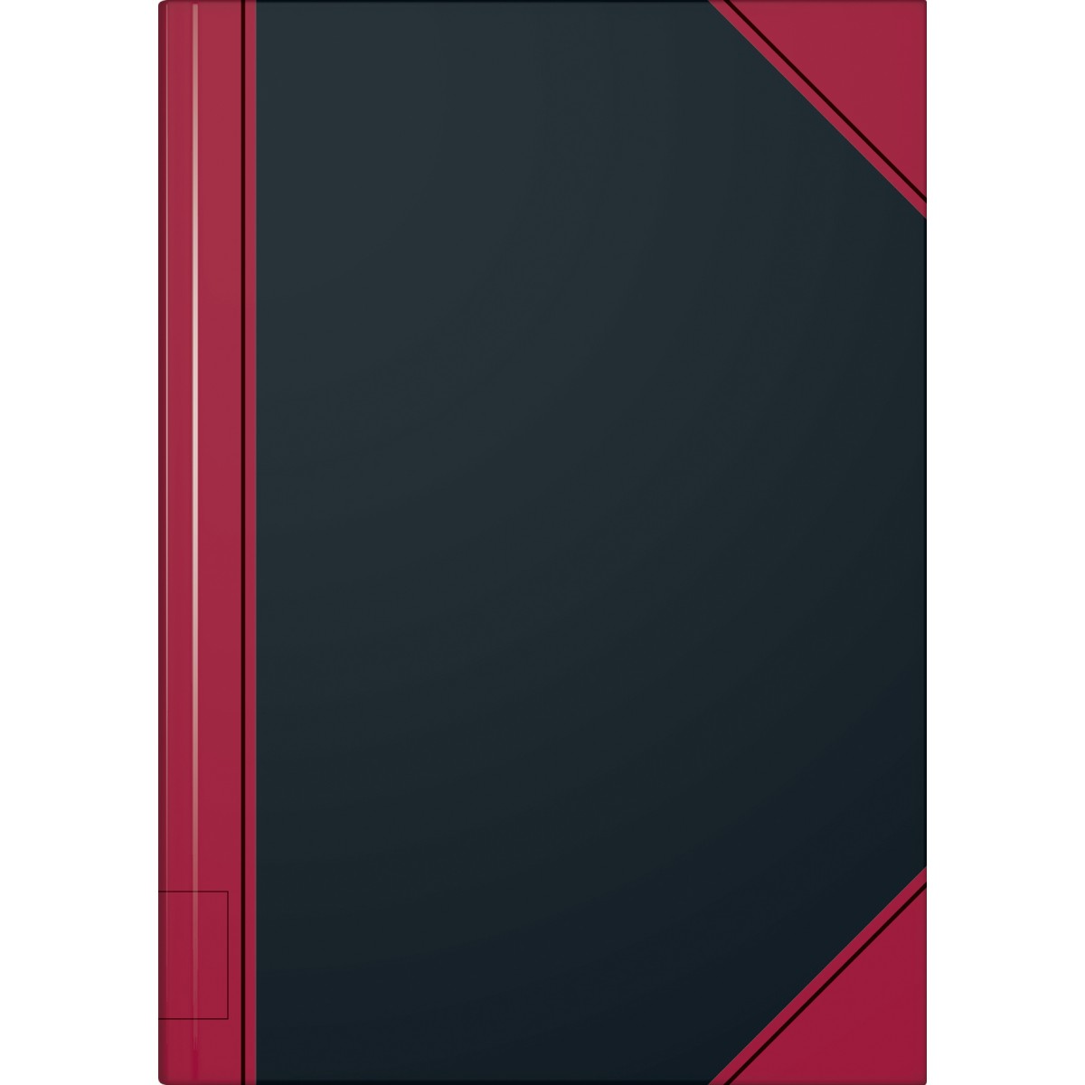 Notizbuch A5 unliniert schwarz mit roten Ecken