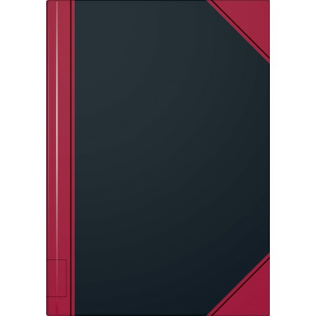 Notizbuch A5 unliniert schwarz mit roten Ecken
