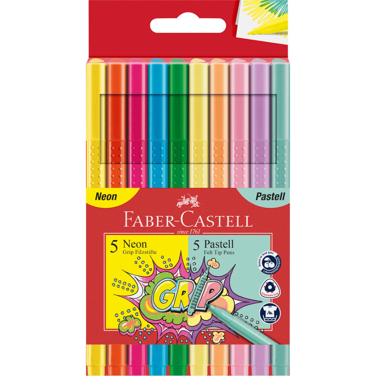 Grip Filzstift Neon + Pastell 10er Etui