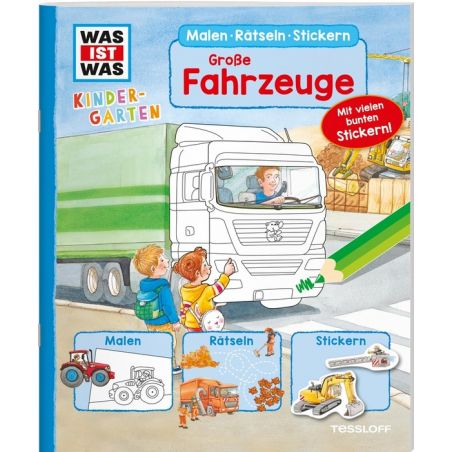 WAS IST WAS Kindergarten Malen Rätseln Stickern Große Fahrzeuge