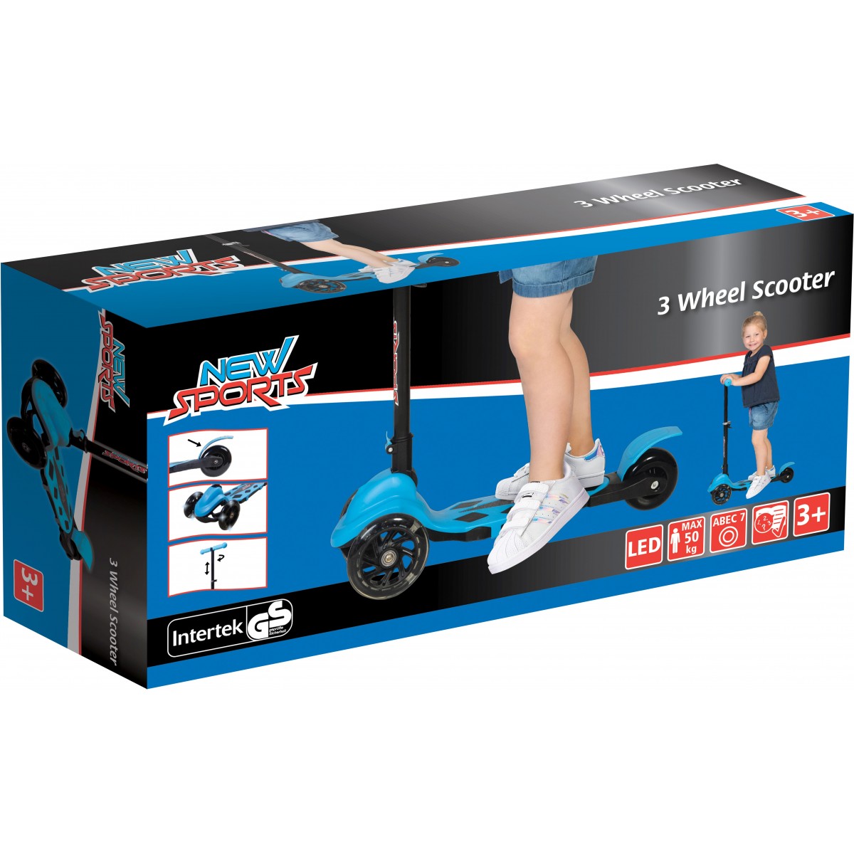 NSP 3-Wheel Scooter Blau, 120mm, ABEC7