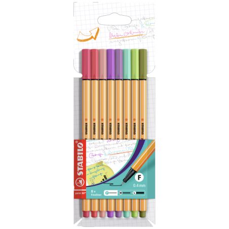 Fineliner - STABILO point 88 - 8er Pack - mit 8 verschiedenen Farben