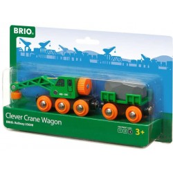 BRIO - Grüner Kranwagen mit Anhänger und Fracht