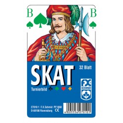 F.X. Schmid - Klassisches Skatspiel, Offizielle Turnierkarte des DSkV, 32 Karten in Klarsicht-Box