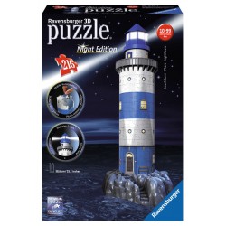 Ravensburger Spiel - 3D Vision Puzzle - Leuchtturm bei Nacht, 216 Teile