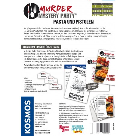 KOSMOS - Murder Mystery Party - Pasta & Pistolen - Das Krimi-Dinner für zu Hause