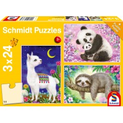 Schmidt Spiele - Panda, Lama, Faultier, 3x24 Teile