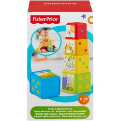 Mattel - Fisher-Price Entdecker- und Stapelwürfel, Steckspiel, Stapelturm, Stapel-Spielzeug