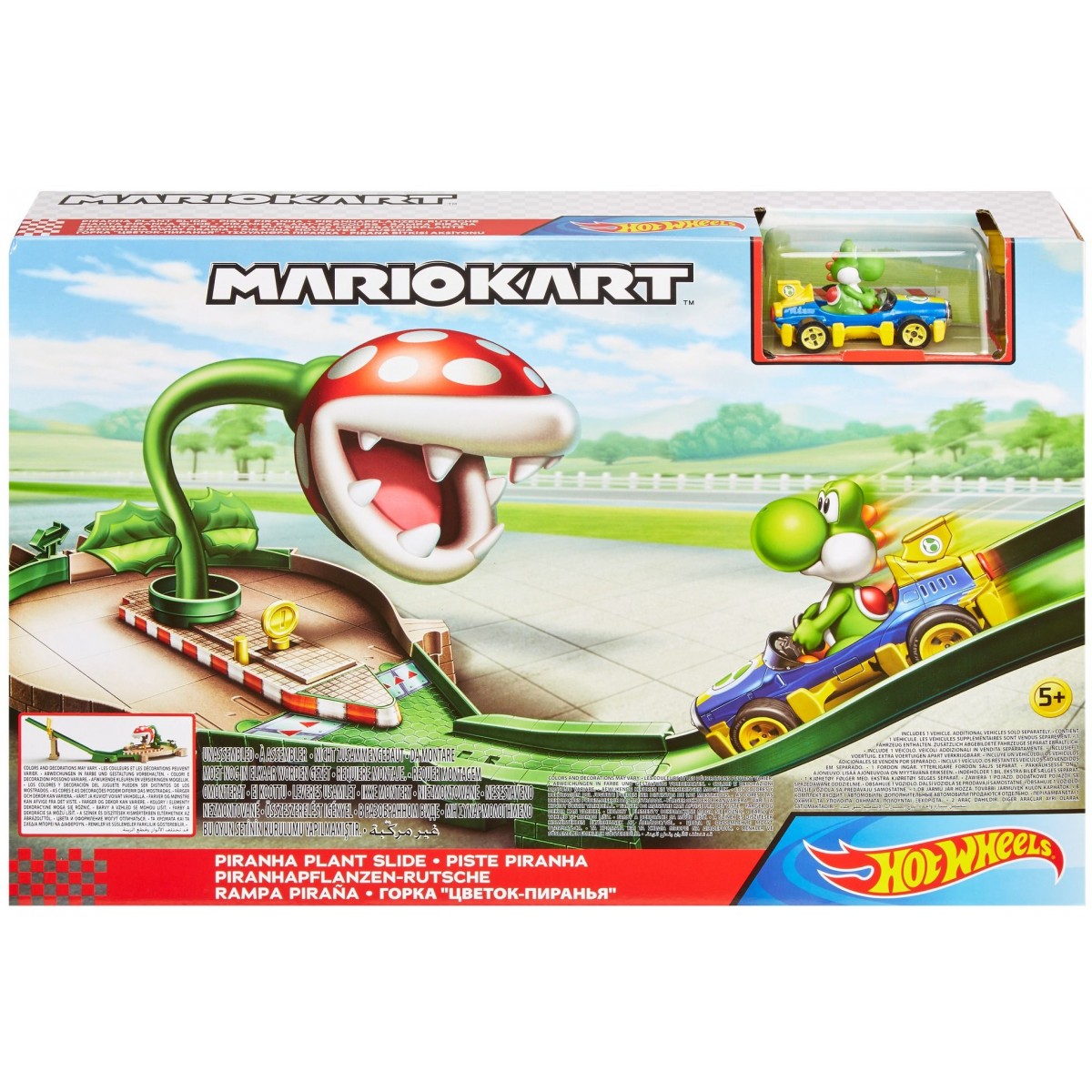 Mattel - Hot Wheels® Mario Kart Piranha-Pflanzen-Trackset inkl. 1 Spielzeugauto, Rennbahn Zubehör