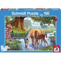 Schmidt Spiele - Puzzle - Pferde am Bach, 150 Teile