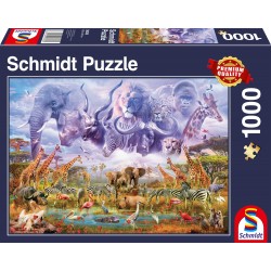 Schmidt Spiele - Puzzle - Tiere an der Wasserstelle, 1000 Teile