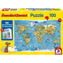 Schmidt Spiele - Puzzle - Reise um die Welt, 100 Teile, mit Add-on, Wissensbüchlein