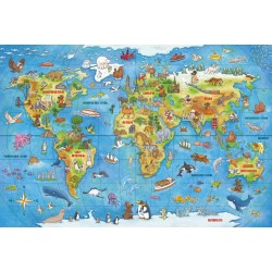 Schmidt Spiele - Puzzle - Reise um die Welt, 100 Teile, mit Add-on, Wissensbüchlein