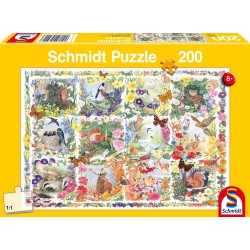 Schmidt Spiele - Puzzle - Mit Tieren und Blumen durch die Jahreszeiten, 200 Teile
