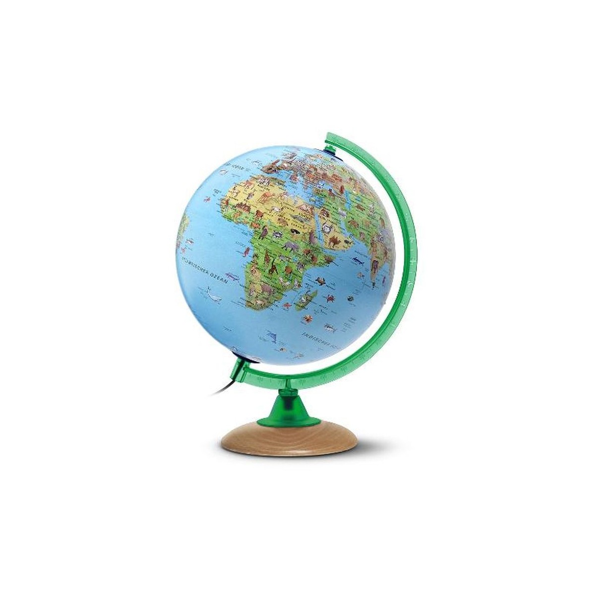 Globus Tiere der Erde 25cm mit Holzfuß