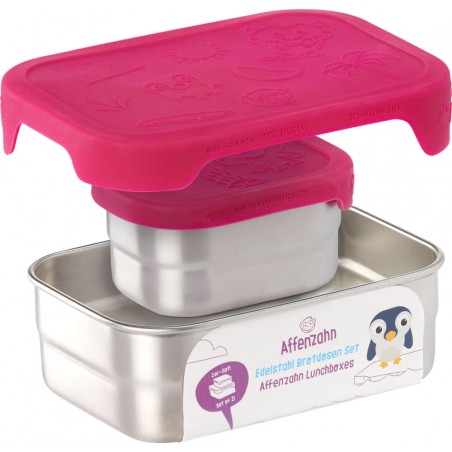 Brotdosen-Set - Eule - Silber Pink