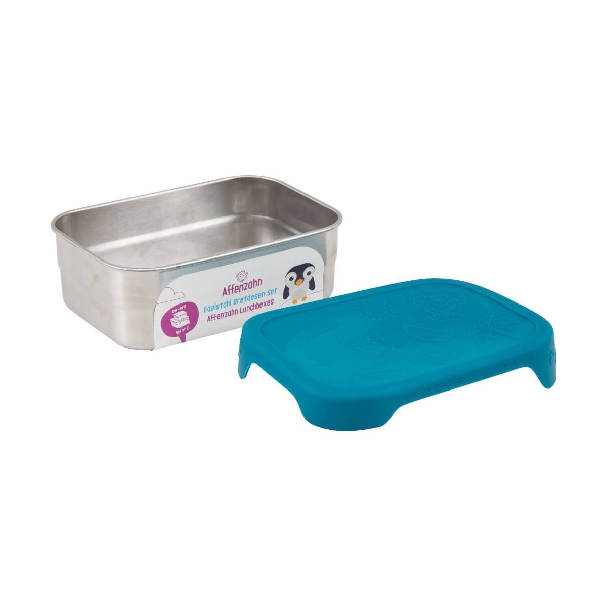 Brotdosen-Set - Hai - Silber Petrol
