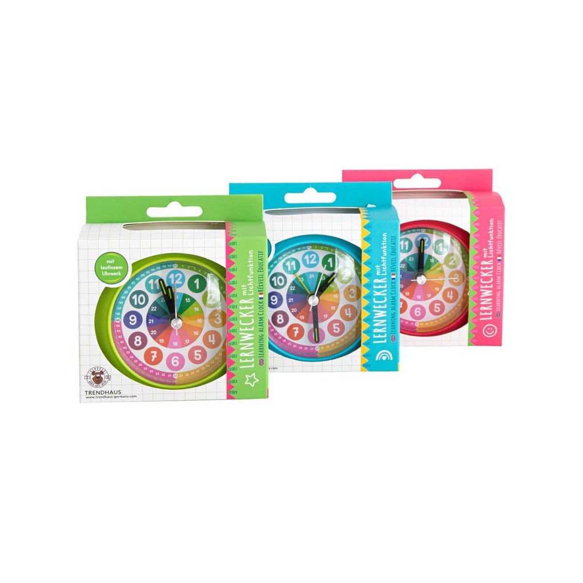 ABC CHAMPIONS Lernwecker mit Lichtfunktion leise, 3-fach sor