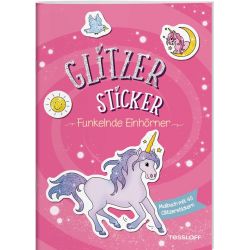 Glitzer-Sticker Malbuch. Funkelnde Einhörner Glitzer-Sticker Malbuch. Funkelnde Einhörner