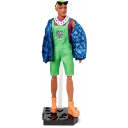 Mattel - Barbie BMR1959 Puppe grünhaarig Streetwear Latzhose, Anziehpuppe, Modep