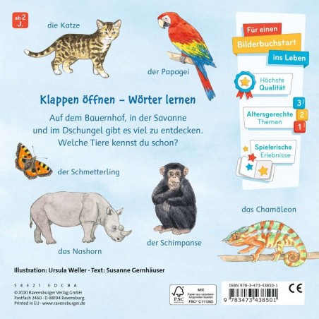Ravensburger - Mein Klappen-Wörterbuch: Bei den Tieren