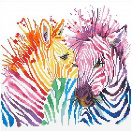 Diamond Dotz - Original Diamond Painting - Rainbow Zebras 40 x 40 cm