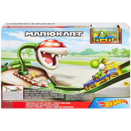 Mattel - Hot Wheels® Mario Kart Piranha-Pflanzen-Trackset inkl. 1 Spielzeugauto, Rennbahn Zubehör