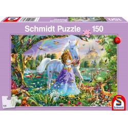 Schmidt Spiele - Puzzle - Prinzessin mit Einhorn und Schloss