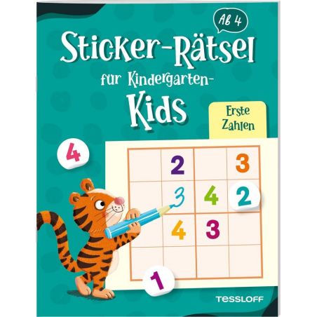 Sticker-Rätsel für Kindergarten-Kids. Erste Zahlen Sticker-Rätsel für Kindergarten-Kids. Erste Zahlen