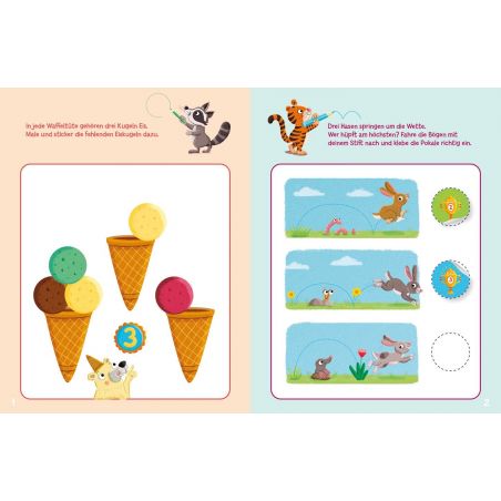 Sticker-Rätsel für Kindergarten-Kids. Erste Zahlen Sticker-Rätsel für Kindergarten-Kids. Erste Zahlen