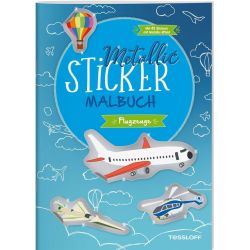 Metallic-Sticker Malbuch. Flugzeuge
