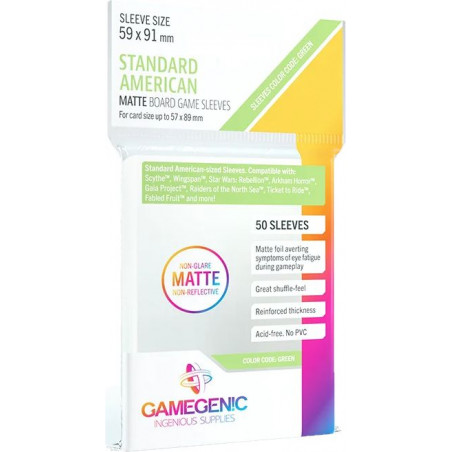 Gamegenic - MATTE Standard American-Sized Boardgame Sleeves 59 x 91 mm
