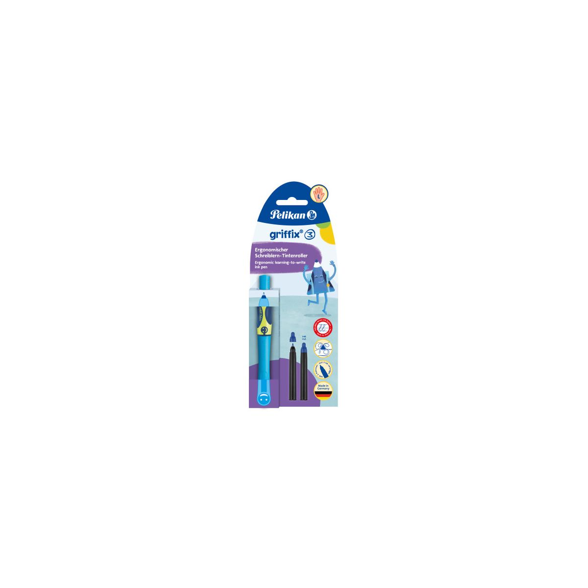 Pelikan griffix® Tintenschreiber für Linkshänder, Neon Fresh Blue
