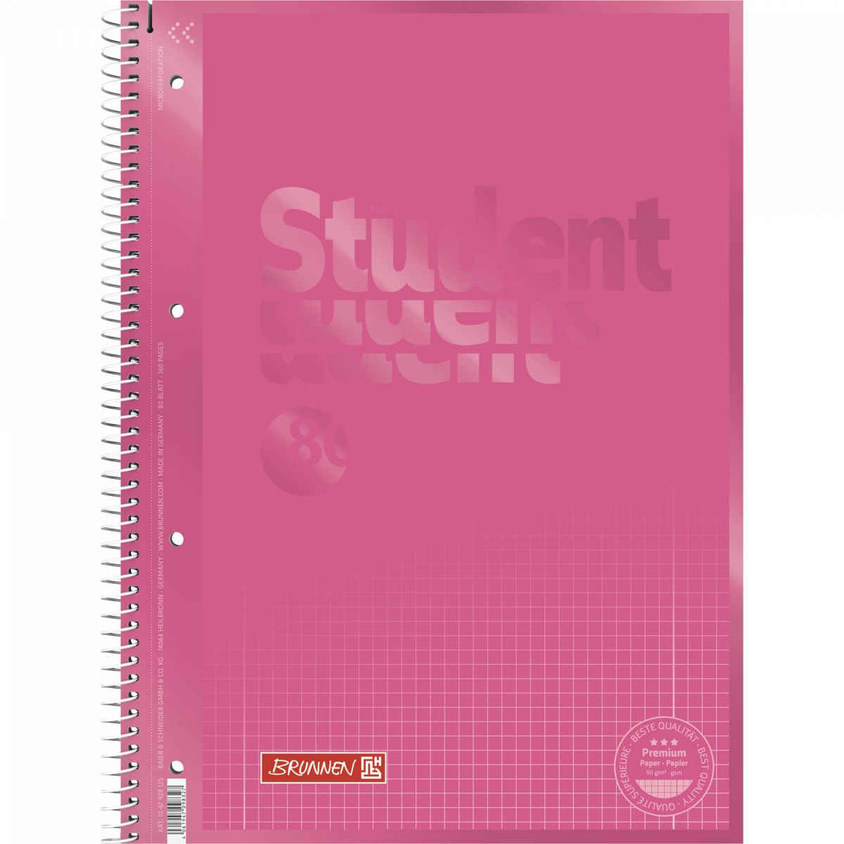 Collegeblock Premium Student Colour Code, A4, 80 Blatt, Lineatur 28, tulip