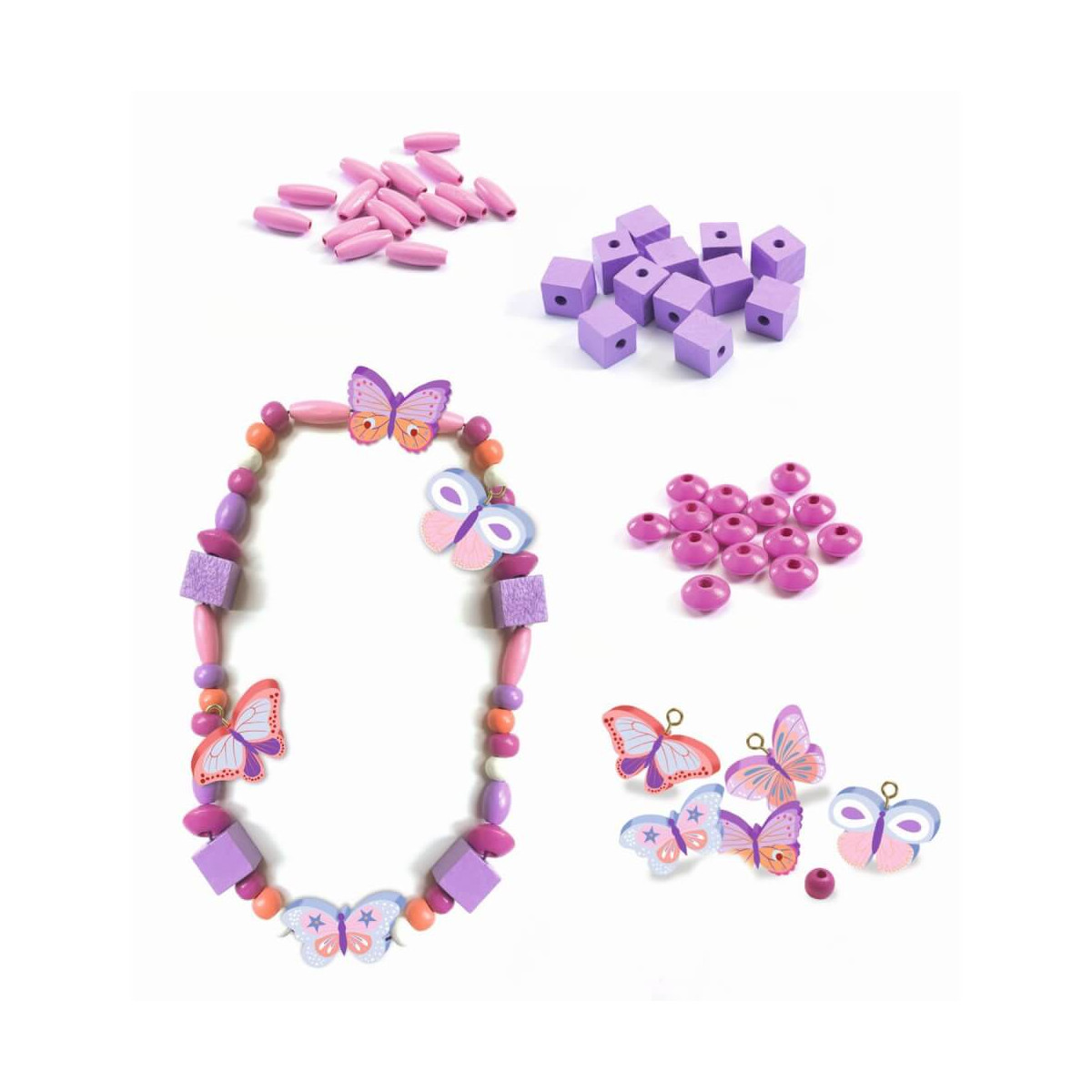 Schmuck basteln: Holzperlen Schmetterlinge