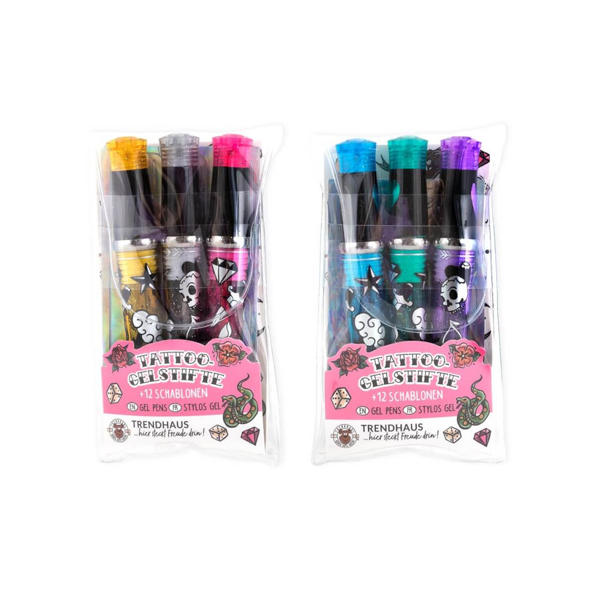 Tattoo Studio Gelstifte Glitzer 3er-Set, 2-fach sortiert